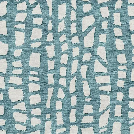 Teal And Ivory Cobblestone Washable Area Rug With UV Protection Photo 3