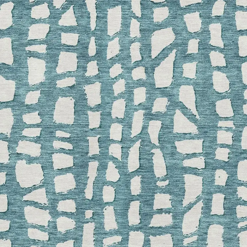 Teal And Ivory Cobblestone Washable Area Rug With UV Protection Photo 3