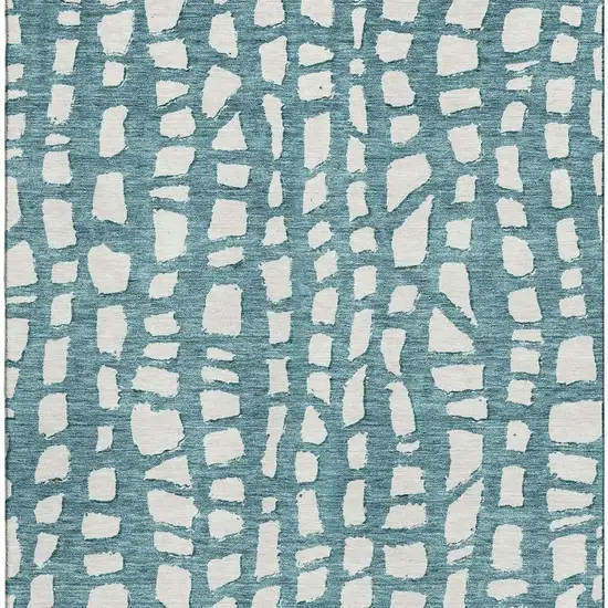 Teal And Ivory Cobblestone Washable Area Rug With UV Protection Photo 4