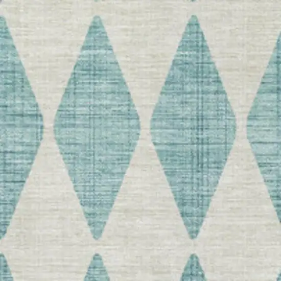 Teal And Ivory Diamond Washable Area Rug With UV Protection Photo 3