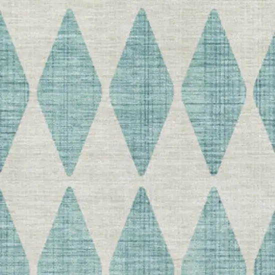 Teal And Ivory Diamond Washable Area Rug With UV Protection Photo 4