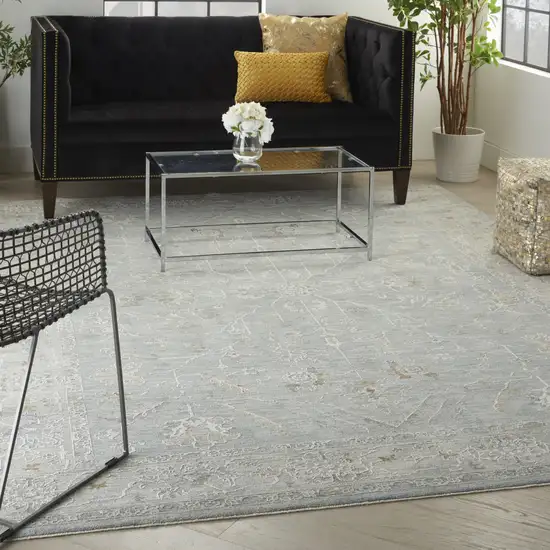 Teal And Ivory Floral Area Rug Photo 5