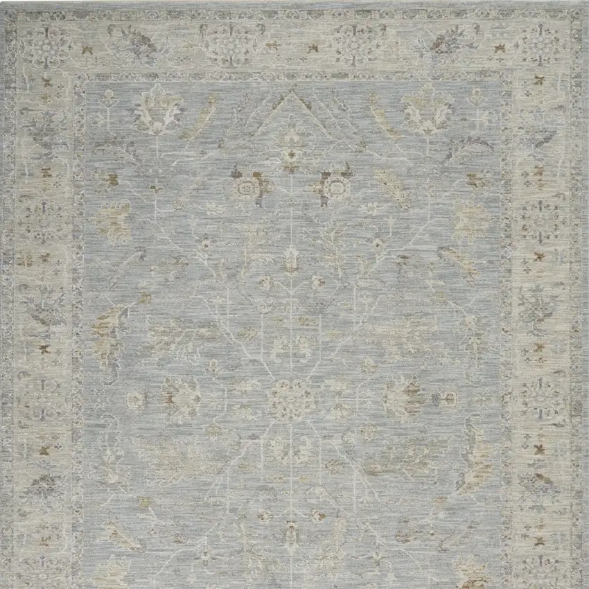 Teal And Ivory Floral Area Rug Photo 9