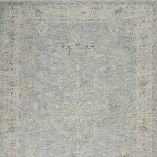 Teal And Ivory Floral Area Rug Photo 9