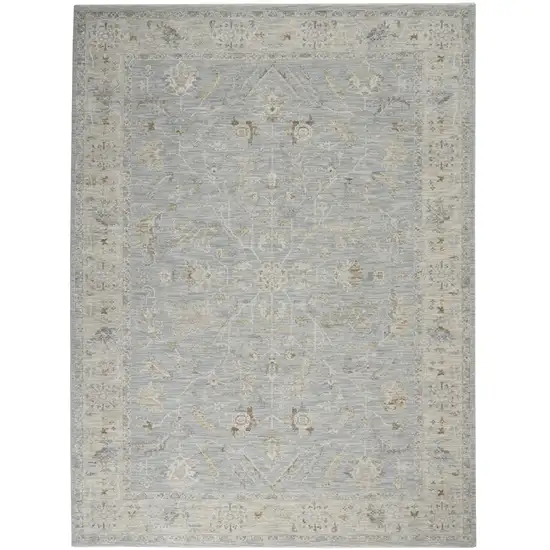 Teal And Ivory Floral Area Rug Photo 7