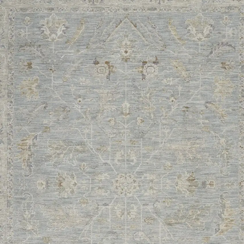Teal And Ivory Floral Area Rug Photo 8