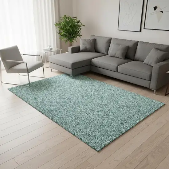 Teal And Ivory Floral Washable Area Rug With UV Protection Photo 1
