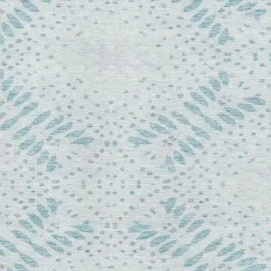 Teal And Ivory Floral Washable Area Rug With UV Protection Photo 3