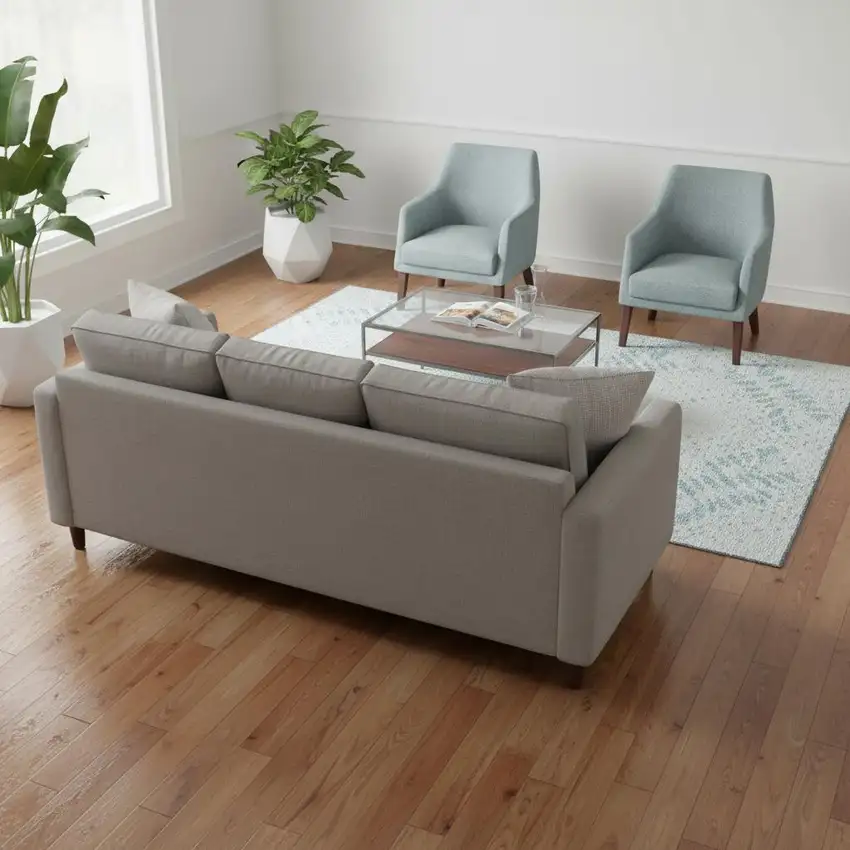 Teal And Ivory Floral Washable Area Rug With UV Protection Photo 2