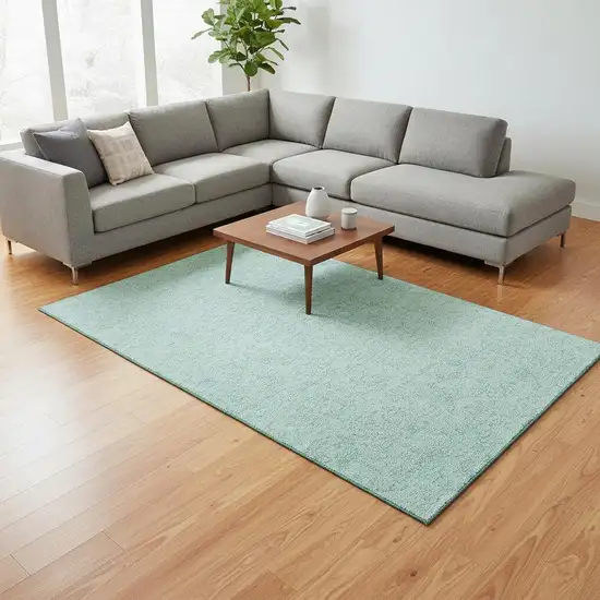 Teal And Ivory Floral Washable Area Rug With UV Protection Photo 2