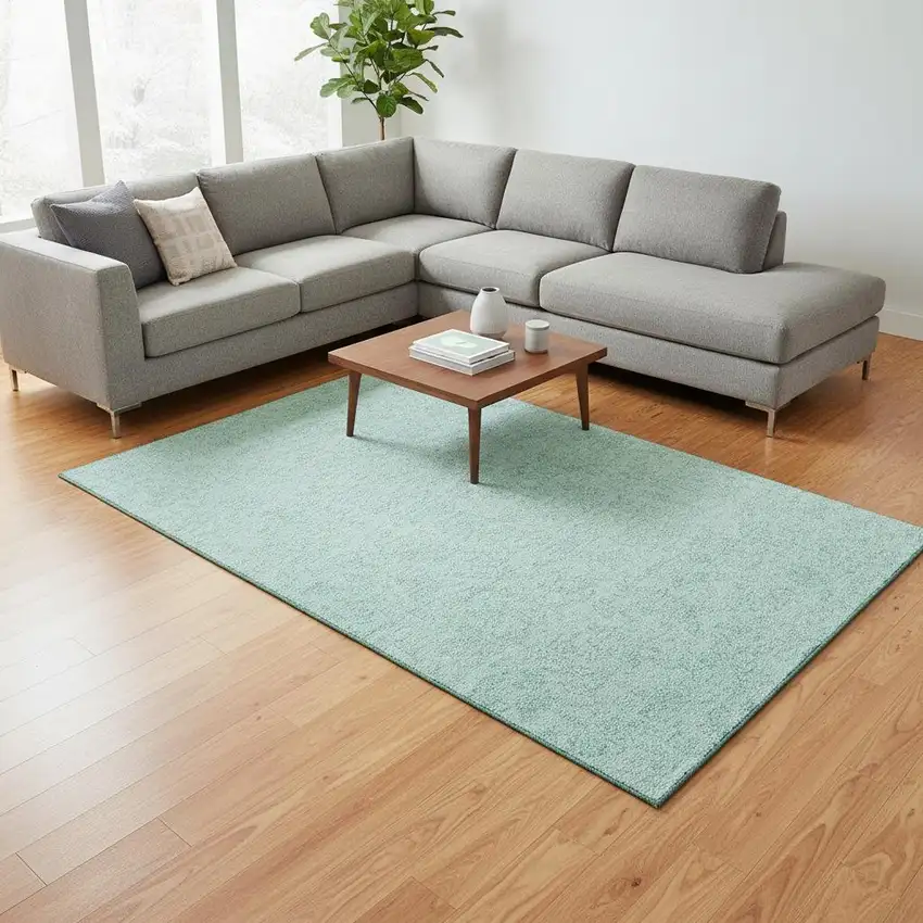 Teal And Ivory Floral Washable Area Rug With UV Protection Photo 2