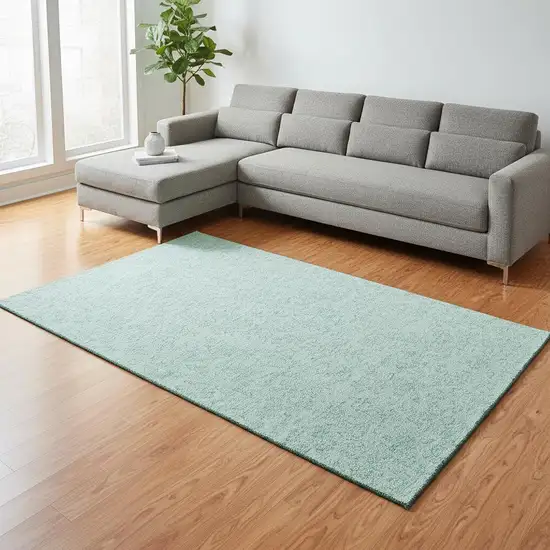 Teal And Ivory Floral Washable Area Rug With UV Protection Photo 2