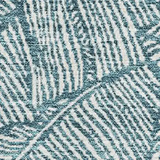 Teal And Ivory Floral Washable Area Rug With UV Protection Photo 3