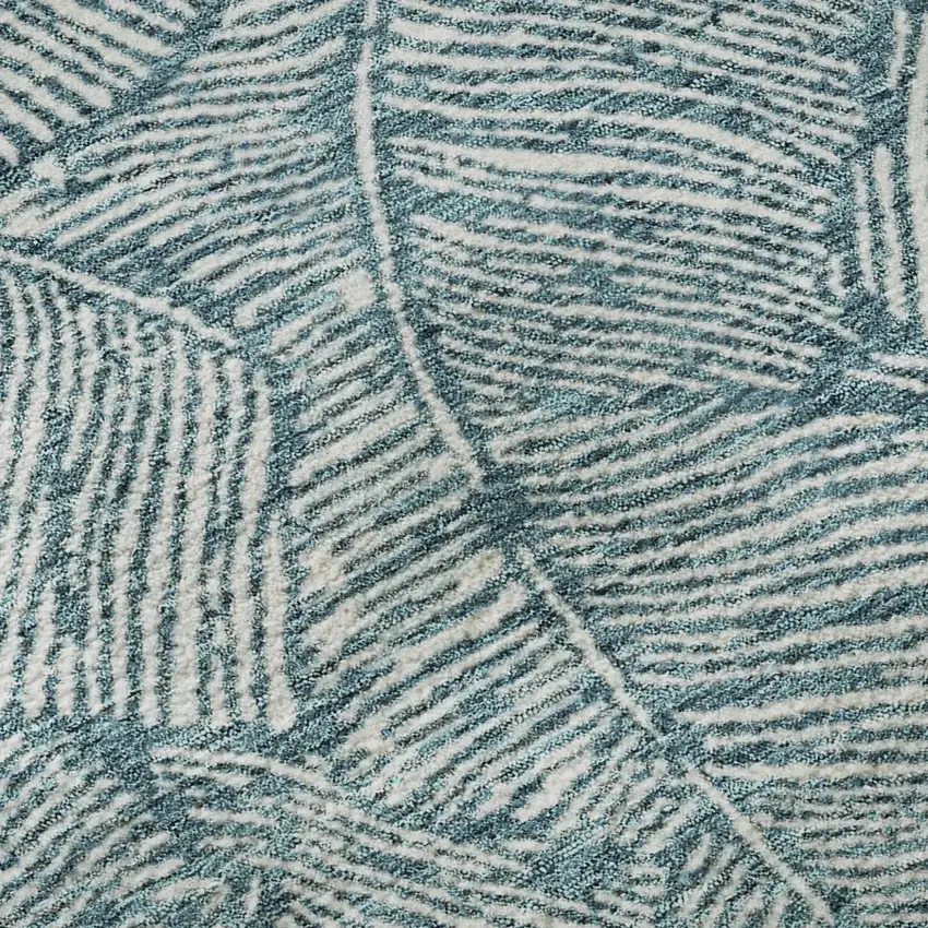 Teal And Ivory Floral Washable Area Rug With UV Protection Photo 7