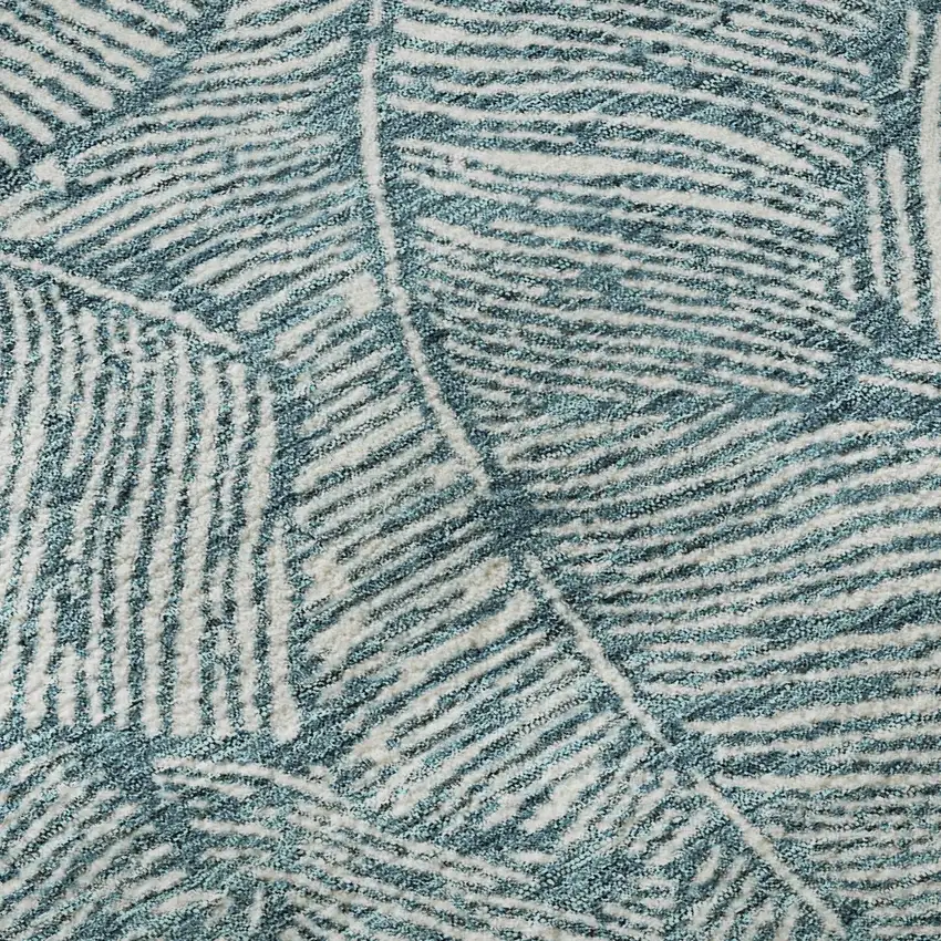 Teal And Ivory Floral Washable Area Rug With UV Protection Photo 9