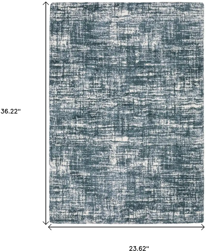 Teal And Ivory Geometric Area Rug Photo 3