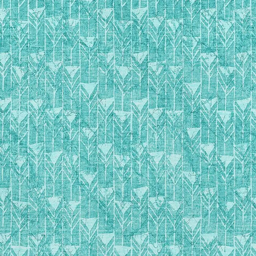 Teal And Ivory Geometric Washable Area Rug With UV Protection Photo 3