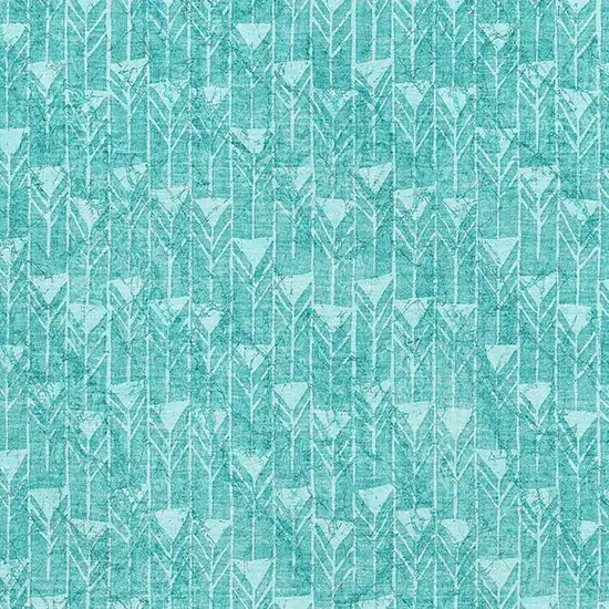 Teal And Ivory Geometric Washable Area Rug With UV Protection Photo 3