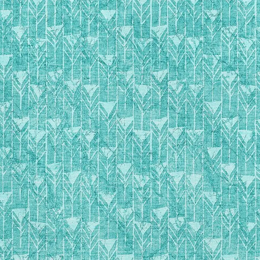 Teal And Ivory Geometric Washable Area Rug With UV Protection Photo 3