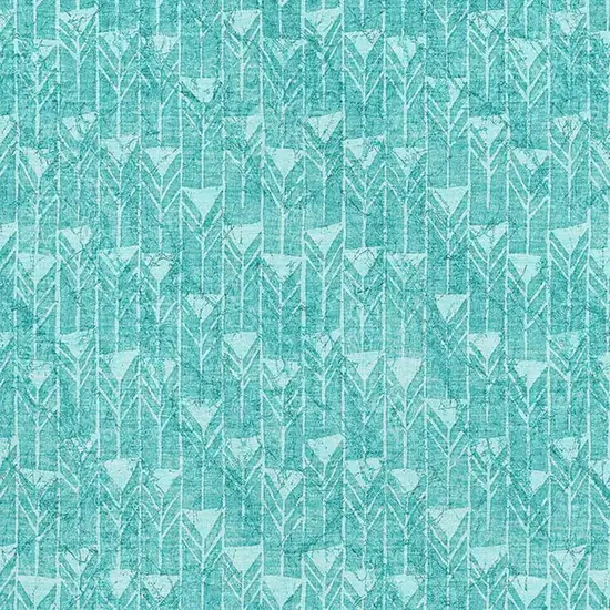 Teal And Ivory Geometric Washable Area Rug With UV Protection Photo 3