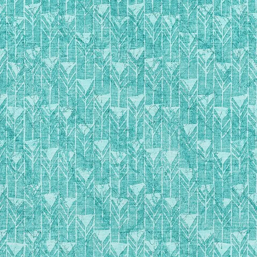 Teal And Ivory Geometric Washable Area Rug With UV Protection Photo 3