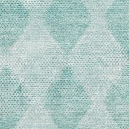 Teal And Ivory Geometric Washable Area Rug With UV Protection Photo 3