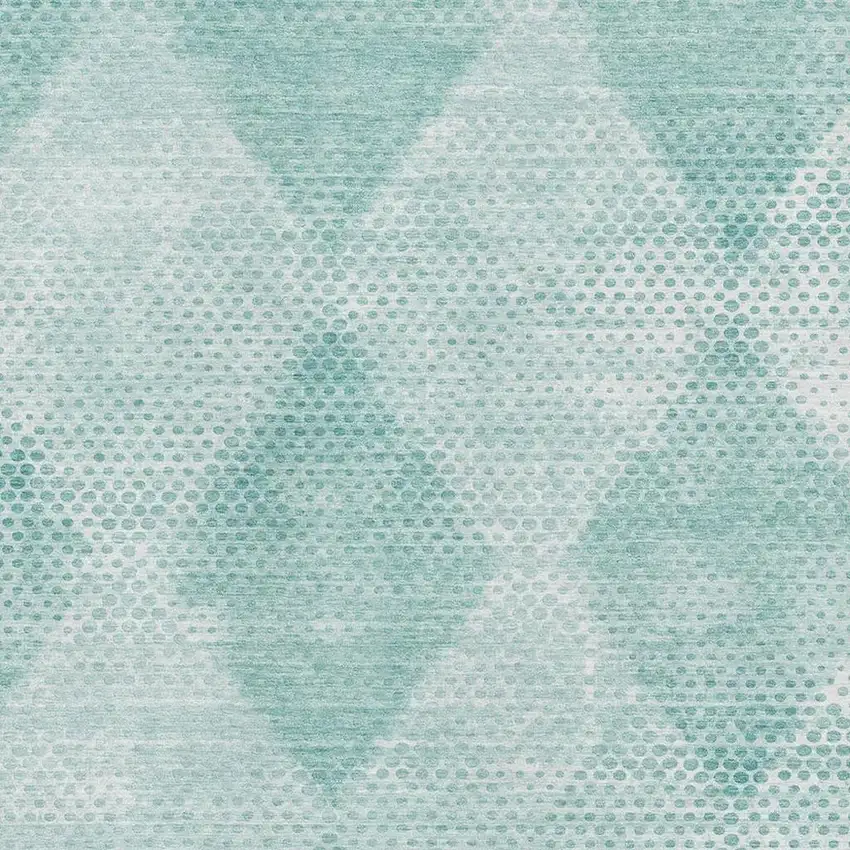 Teal And Ivory Geometric Washable Area Rug With UV Protection Photo 3