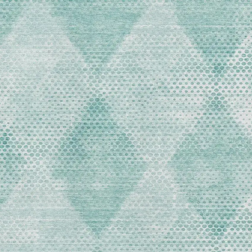 Teal And Ivory Geometric Washable Area Rug With UV Protection Photo 3