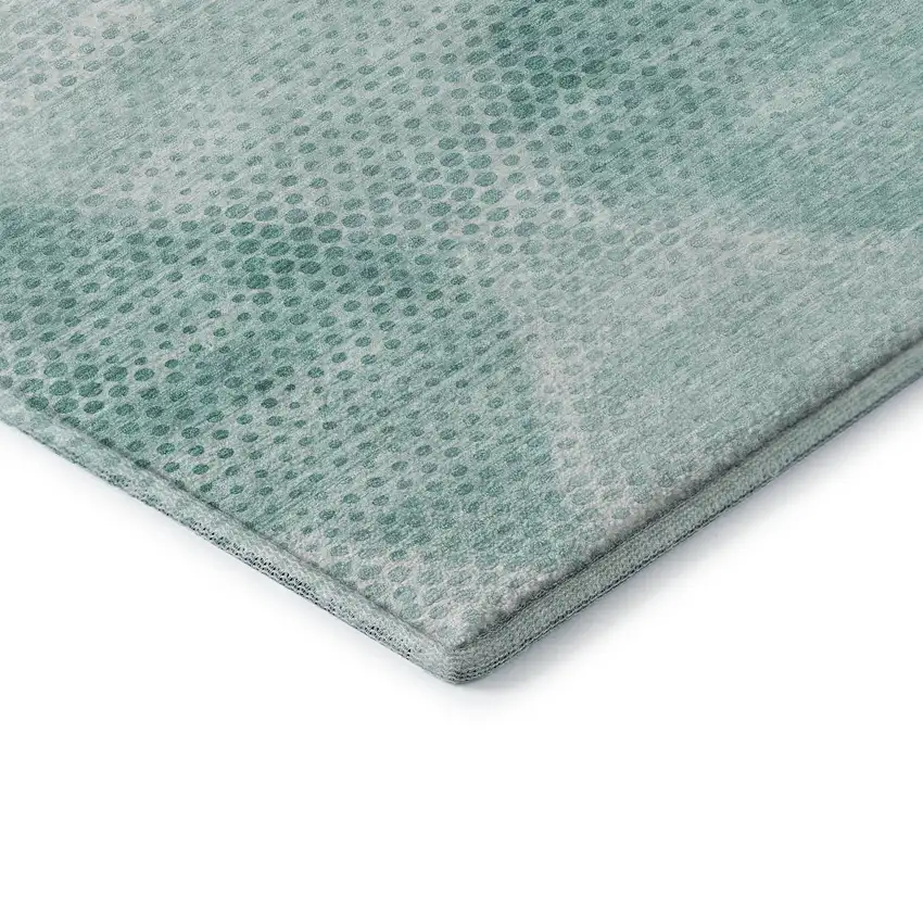 Teal And Ivory Geometric Washable Area Rug With UV Protection Photo 8