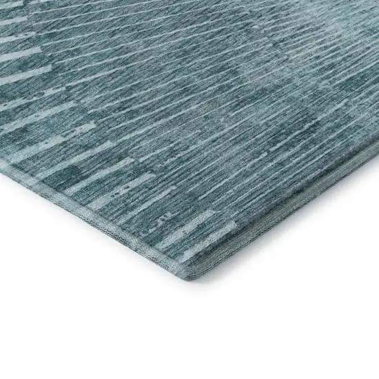 Teal And Ivory Geometric Washable Area Rug With UV Protection Photo 7