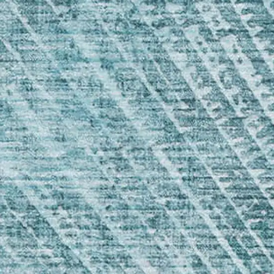 Teal And Ivory Geometric Washable Area Rug With UV Protection Photo 3