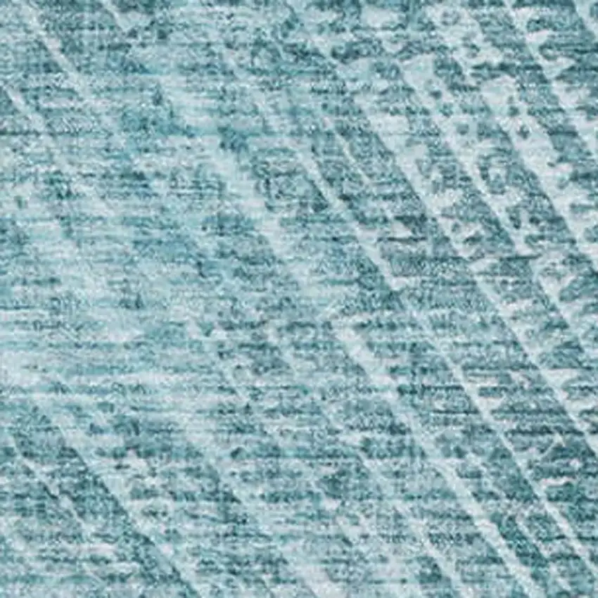 Teal And Ivory Geometric Washable Area Rug With UV Protection Photo 3