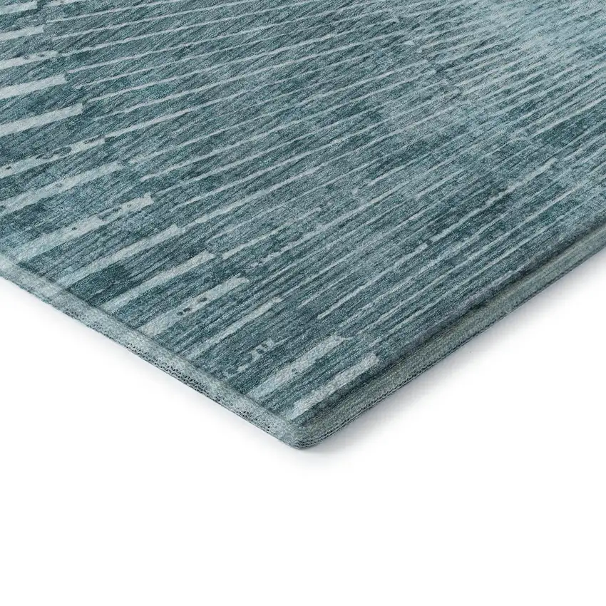 Teal And Ivory Geometric Washable Area Rug With UV Protection Photo 8