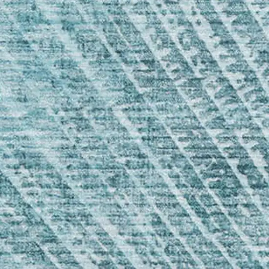 Teal And Ivory Geometric Washable Area Rug With UV Protection Photo 3