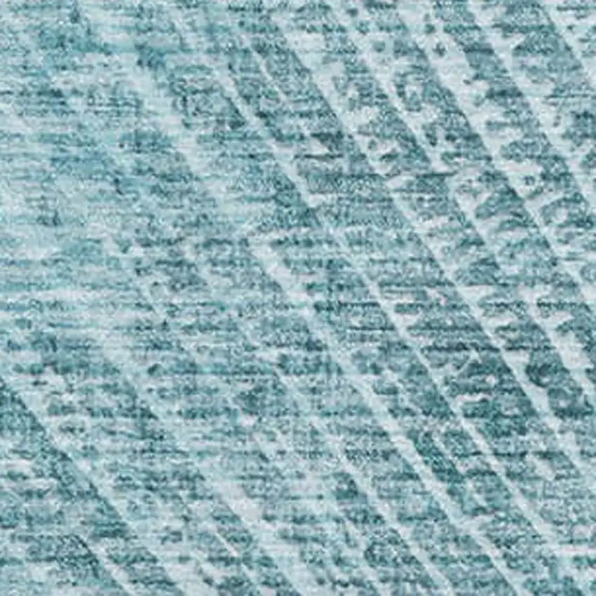 Teal And Ivory Geometric Washable Area Rug With UV Protection Photo 3