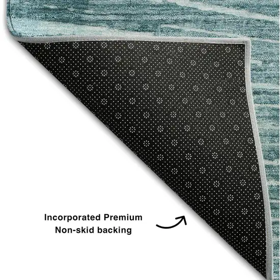 Teal And Ivory Geometric Washable Area Rug With UV Protection Photo 7