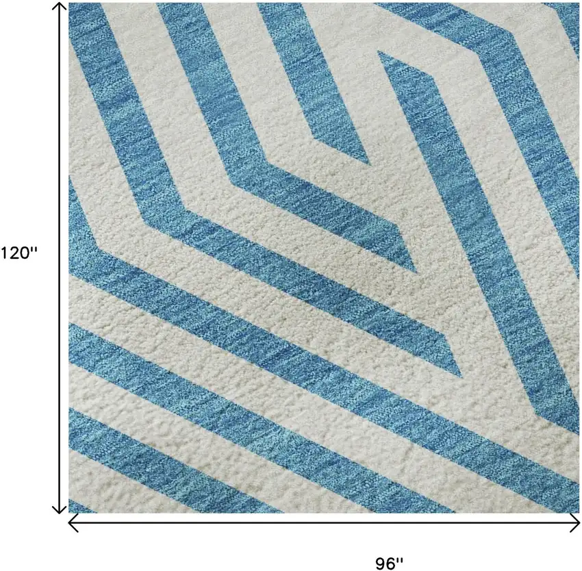 Teal And Ivory Geometric Washable Area Rug With UV Protection Photo 8