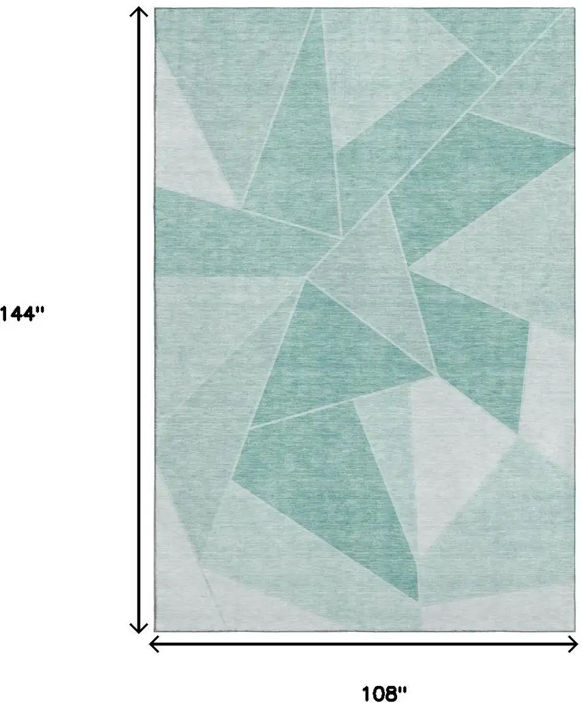 Teal And Ivory Geometric Washable Area Rug With UV Protection Photo 3