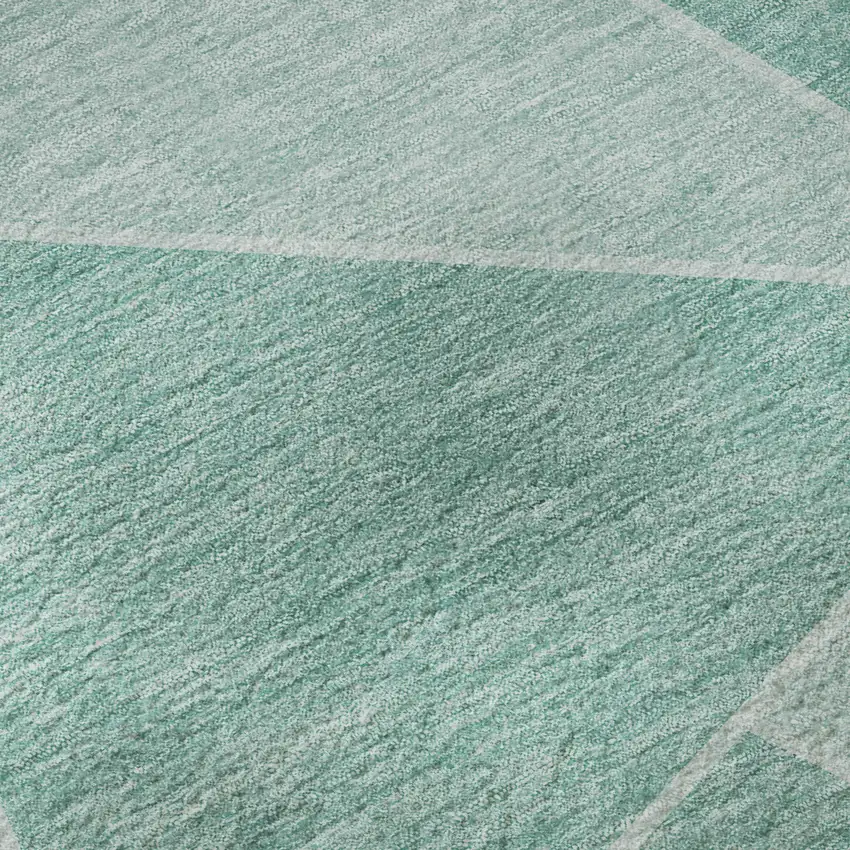 Teal And Ivory Geometric Washable Area Rug With UV Protection Photo 9