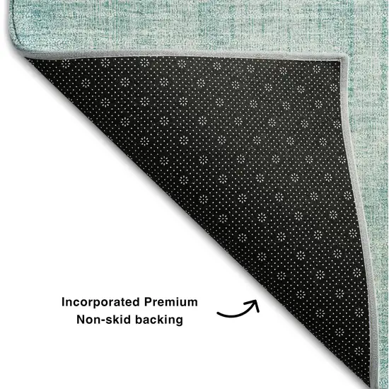 Teal And Ivory Geometric Washable Area Rug With UV Protection Photo 7