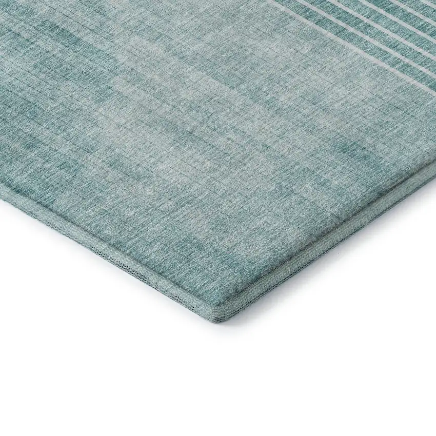 Teal And Ivory Geometric Washable Area Rug With UV Protection Photo 8