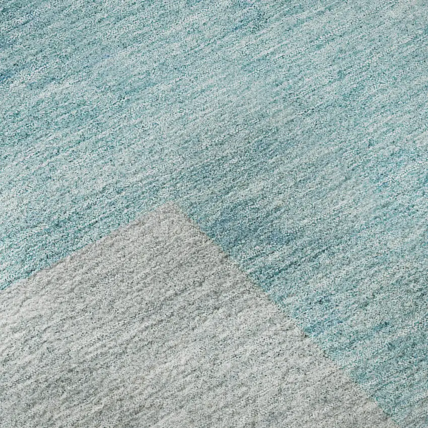 Teal And Ivory Geometric Washable Area Rug With UV Protection Photo 9