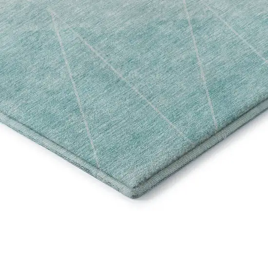 Teal And Ivory Geometric Washable Area Rug With UV Protection Photo 7