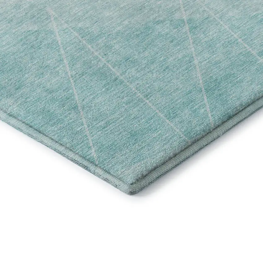 Teal And Ivory Geometric Washable Area Rug With UV Protection Photo 7