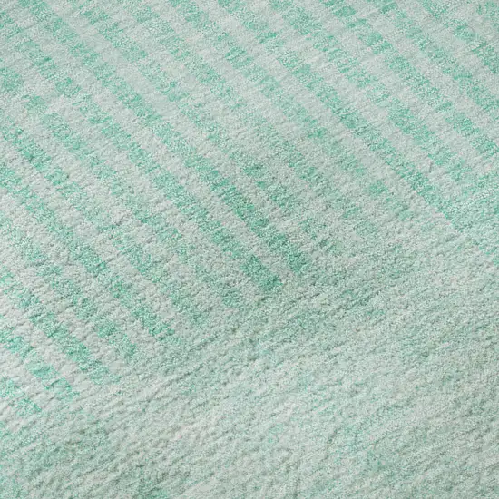 Teal And Ivory Geometric Washable Area Rug With UV Protection Photo 9