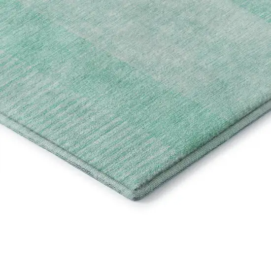 Teal And Ivory Geometric Washable Area Rug With UV Protection Photo 7