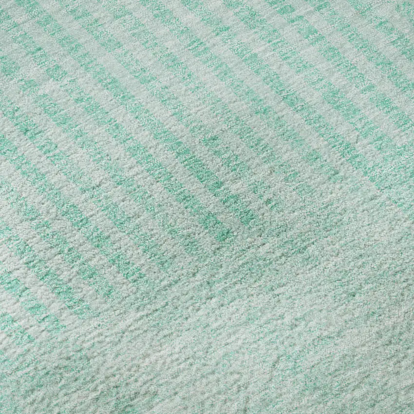 Teal And Ivory Geometric Washable Area Rug With UV Protection Photo 9