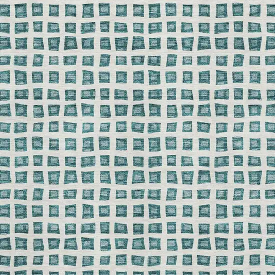 Teal And Ivory Geometric Washable Area Rug With UV Protection Photo 3