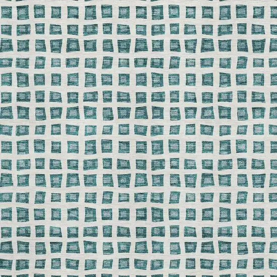 Teal And Ivory Geometric Washable Area Rug With UV Protection Photo 3