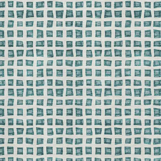 Teal And Ivory Geometric Washable Area Rug With UV Protection Photo 3
